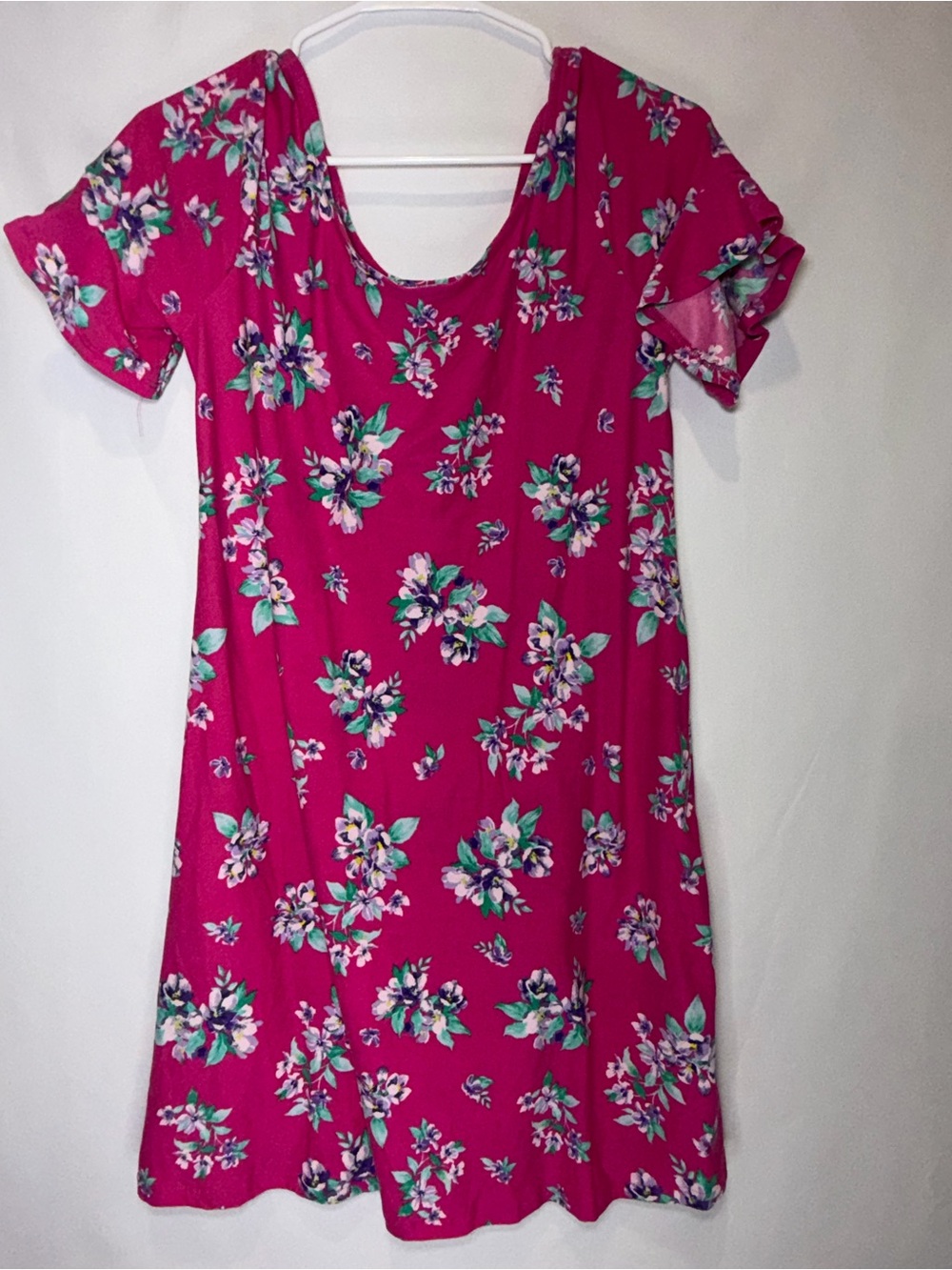 just be Pink Floral V-Neck Dress